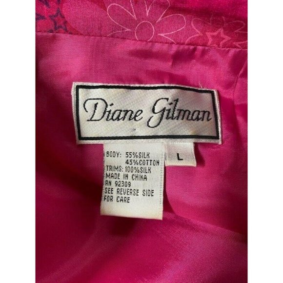 Diane Gilman Womens Silk Blend Jacket Pink Turquoi - Picture 10 of 10